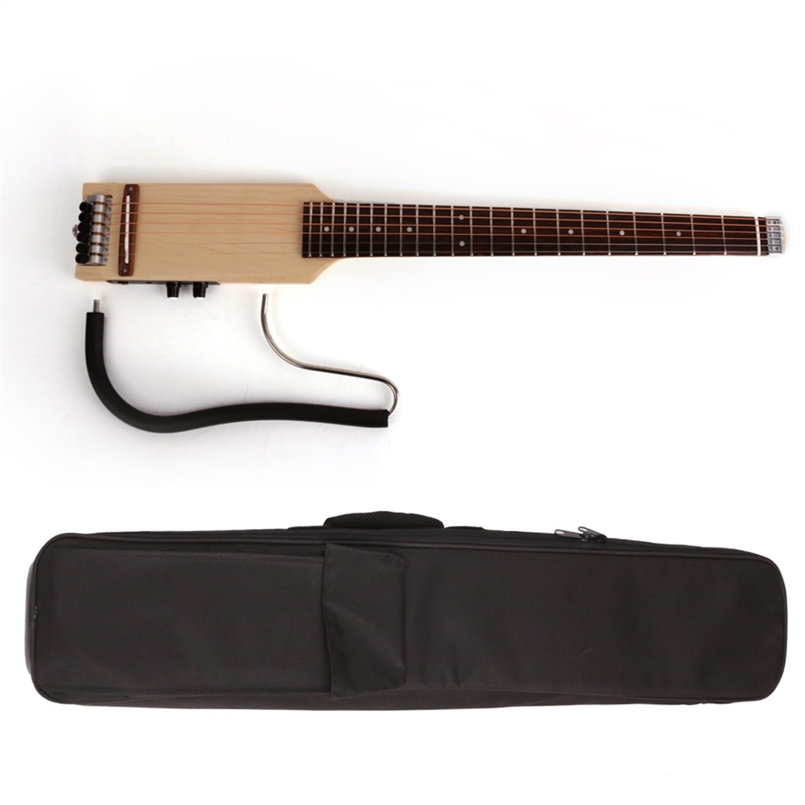 Pełna Skala Bezgłowa Cicha Podróżna Gitara Elektryczna Prawa/lewa Ręka Przenośna Składana Gitara Początkujący Bezgłowy Gitara Elektryczna (Color : Right 01)