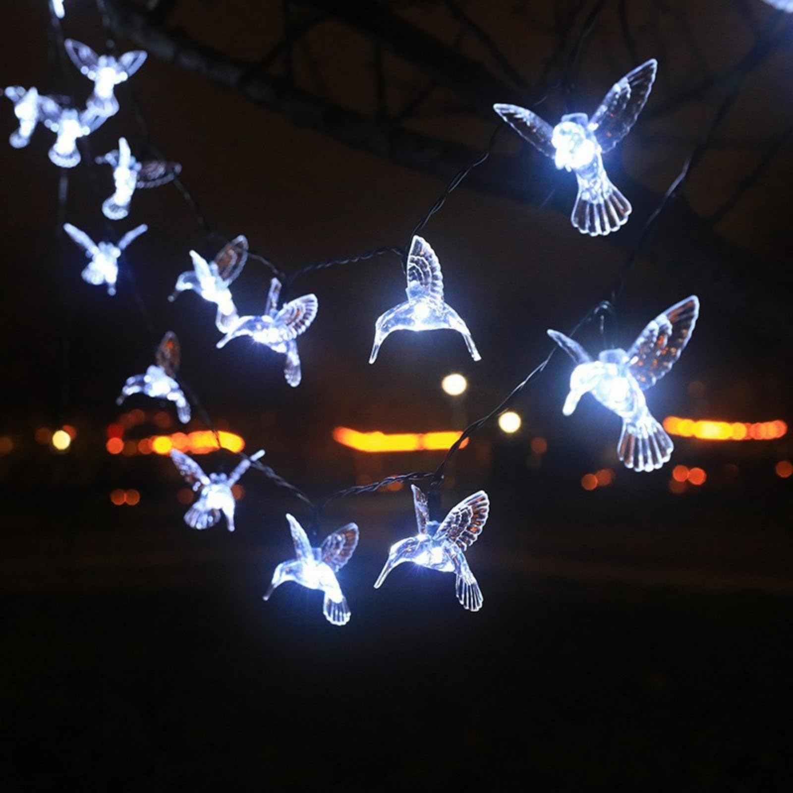 Mateju Solar String Lights Outdoor Garden 5/6.5/7/12m, Outdoor Fairy Lights Solar Powered IP65 Waterproof Hummingbird Led String Lights for Indoor Bedroom, Patio, Yard, Party (White,7m)