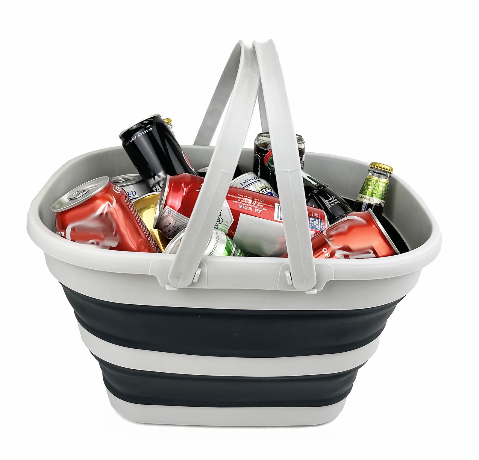 SAMMART Cestino pieghevole da 17 litri con manico, cestino da picnic portatile per esterni, borsa per la spesa pieghevole, contenitore salvaspazio (set di 2)