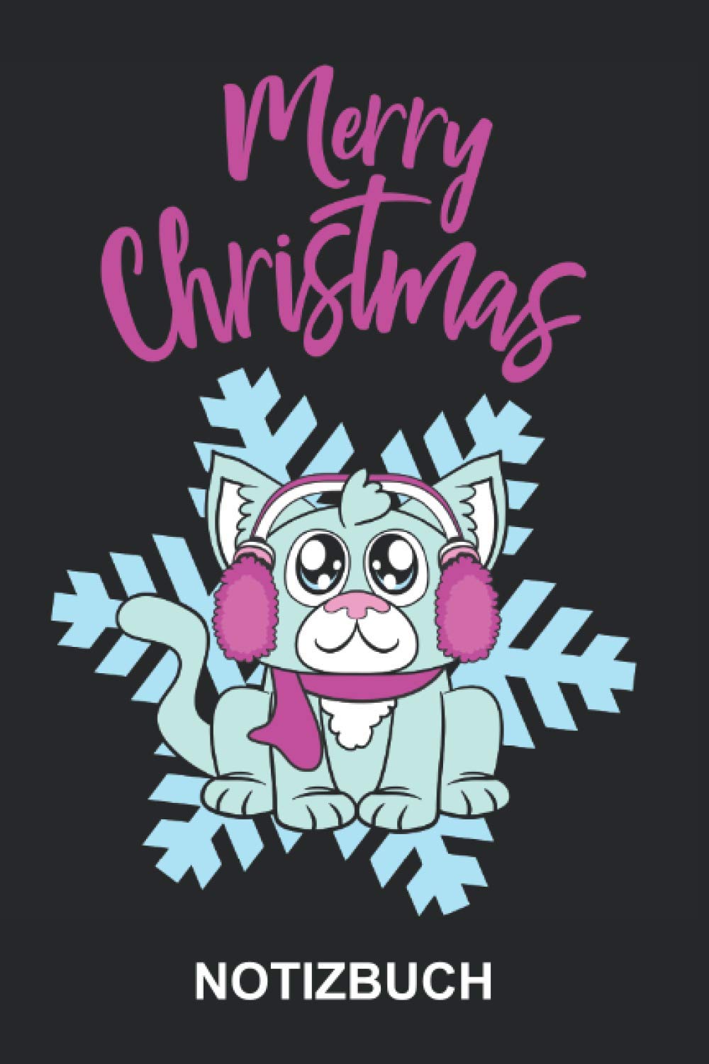 Merry Christmas Notizbuch: Frohe Weihnachten Schneeflocke Winter Weihnachtsmotiv Katze | Weihnachtliches Gepunktetes Tagebuch, Notizheft, Schreibheft | ca. A5 | 120 Seiten punktiert | Softcover