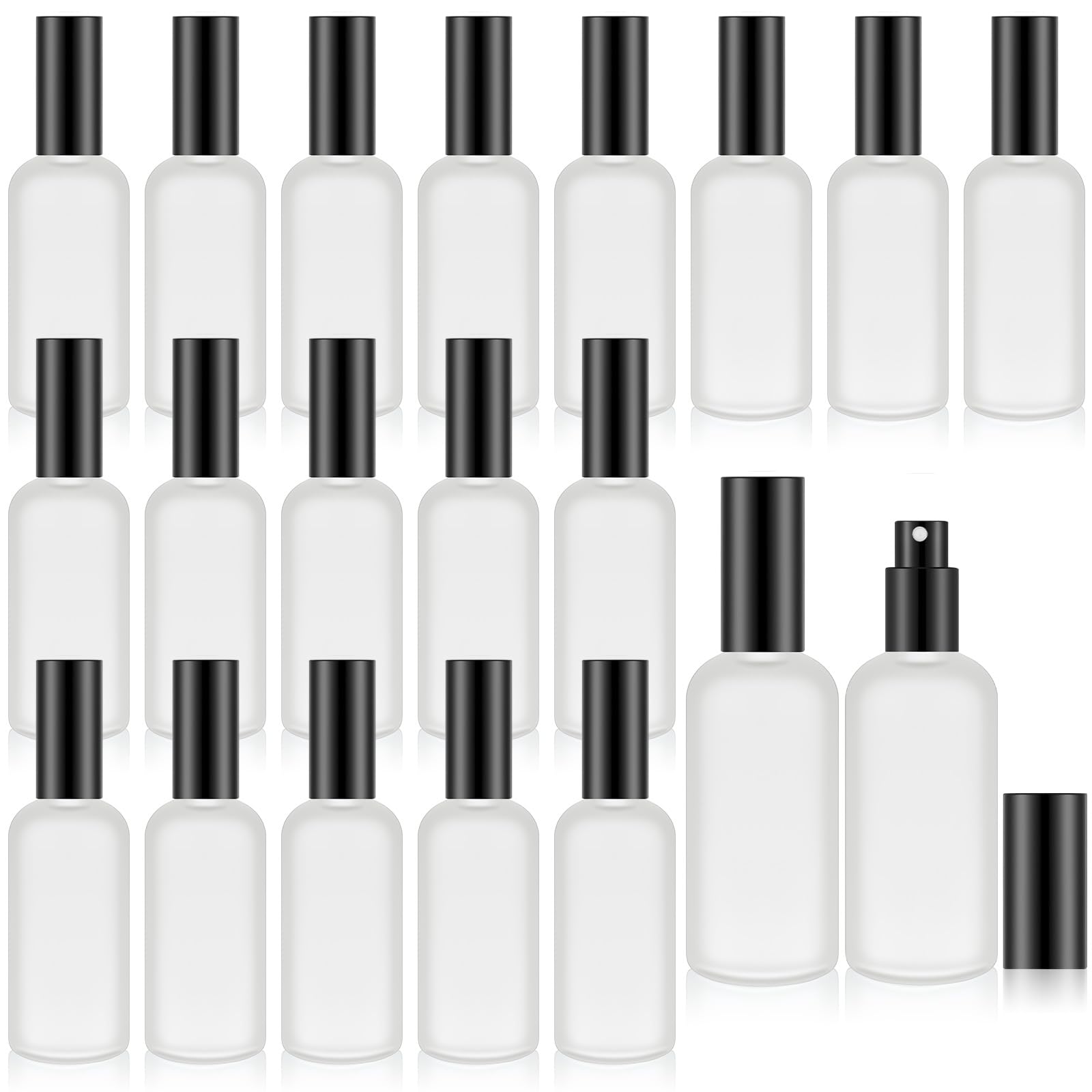Tessco for you 20 Pcs 3.4 oz/100 ml Glass Spray Bottles Empty Perfume Atomizer Refillable Clear Decorative Empty Bottles with Fine Mist Sprayer Pump