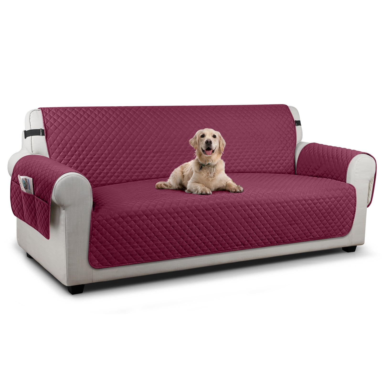 TAOCOCO Sofa Covers 3 Seater, Settee Covers, Sofa Slipcovers, Pet Couch Covers, Non Slip Sofa Covers, Washable Sofa Protectors for Dogs, Red