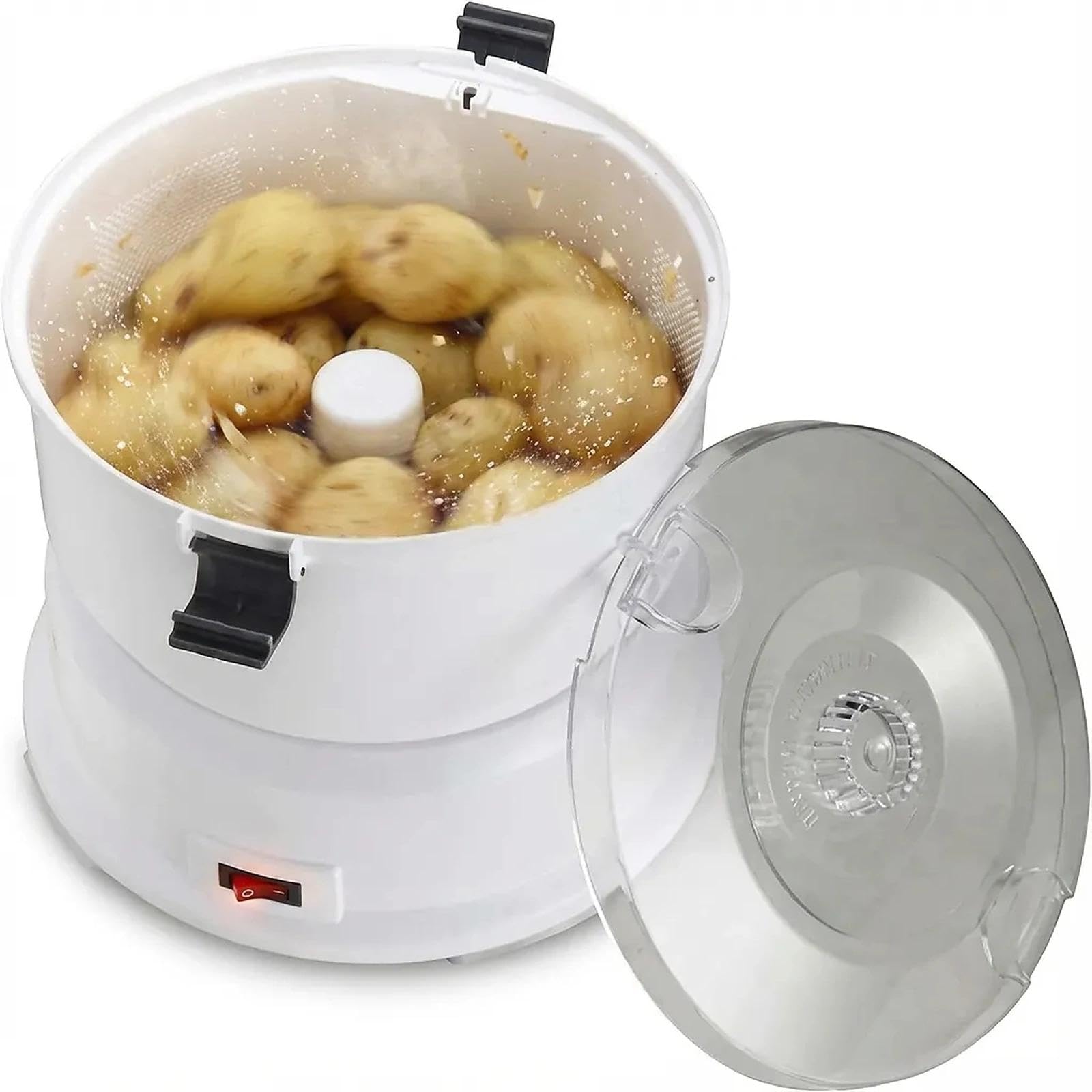 Automatic Electric Potato Peeler with Spinner Dryer Basket, 2.2lb Capacity & Commercial Grade Motor for Fruits and Vegetables