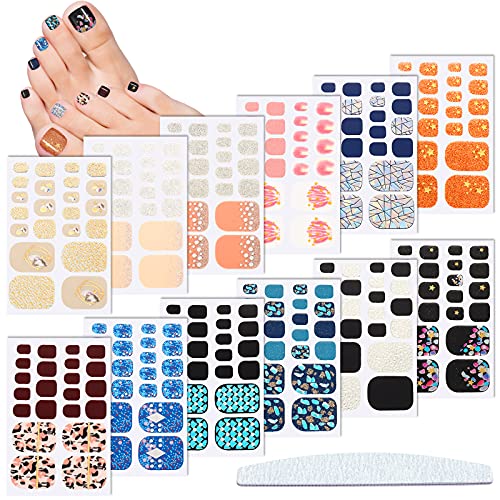 Maitys 264 Pcs 12 Sheets Toenail Stickers Self Adhesive, Dreamy Style