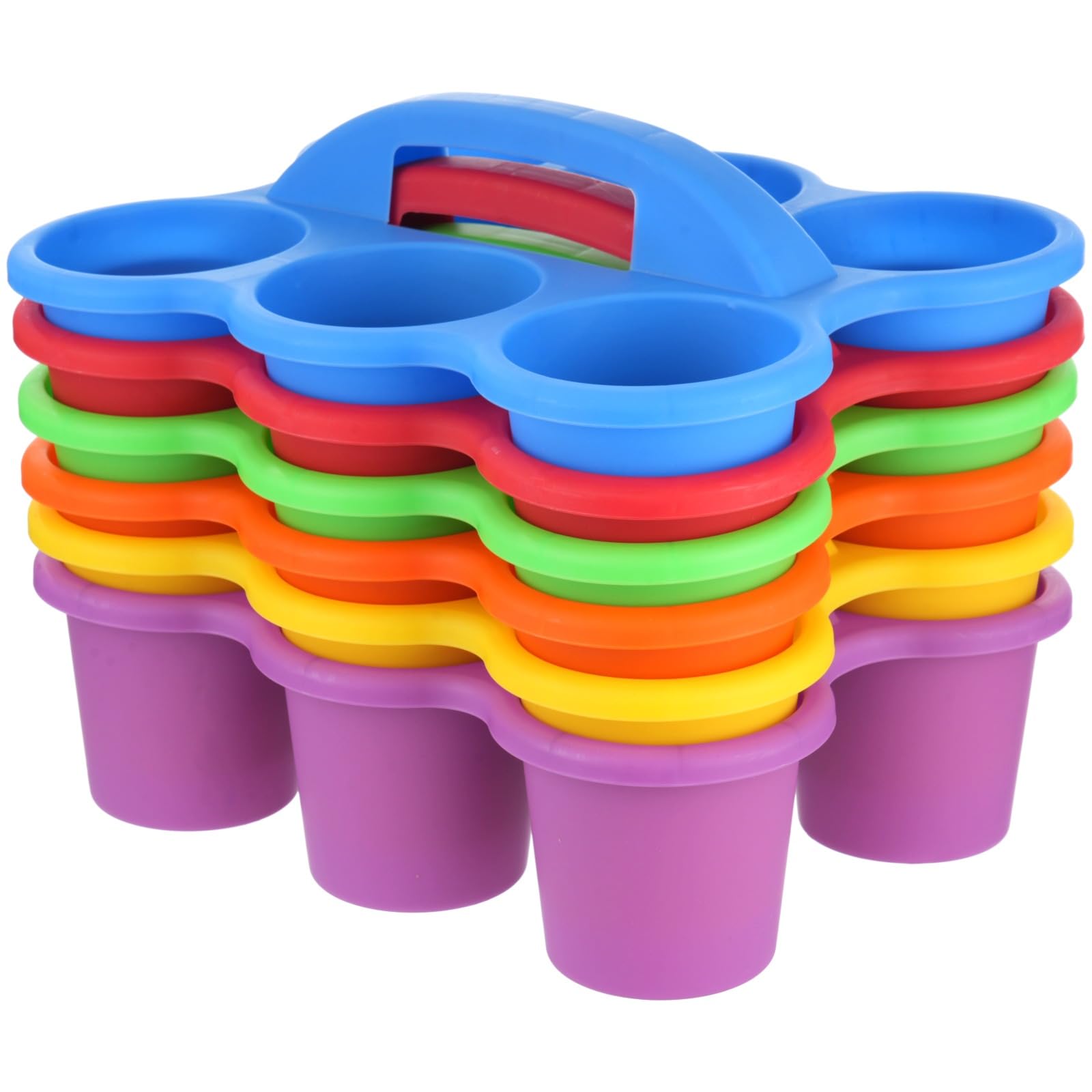 6 Stk. Classroom Caddy Organizer, Kunststoff-Schreibtischcaddy, Becherhalter mit 6 Fächern und Griff, Aufbewahrung für Buntstifte, Stifte, Marker und Bürobedarf, mehrfarbig