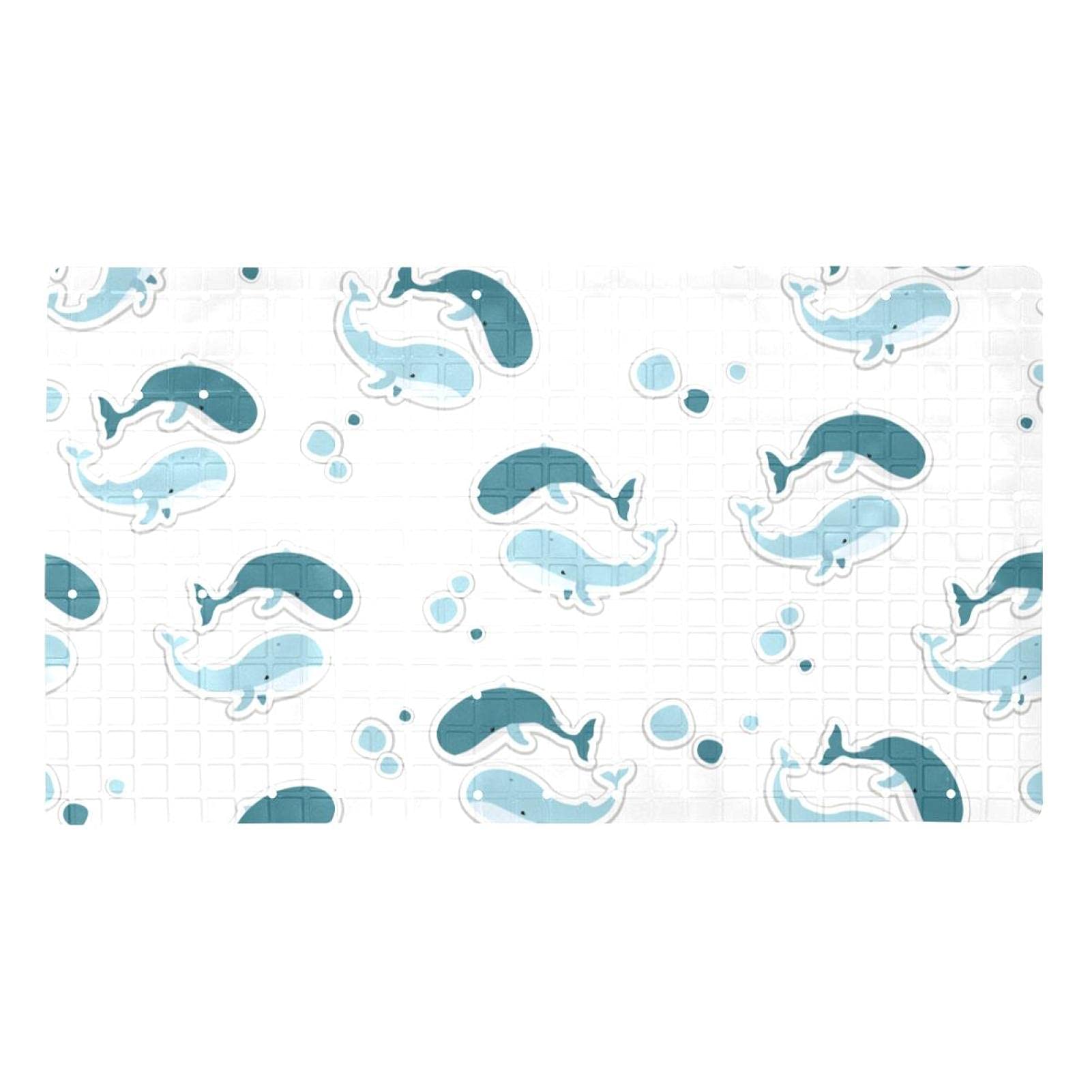 Tapis de salle de bain antidérapant baleine blanche 40x70 cm pour douche et baignoire