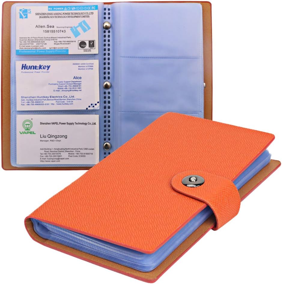 Tenn Well Business Card Books, 300Cell Business Card Holders with Magnetic Closure for Organizing Cards (Orange)