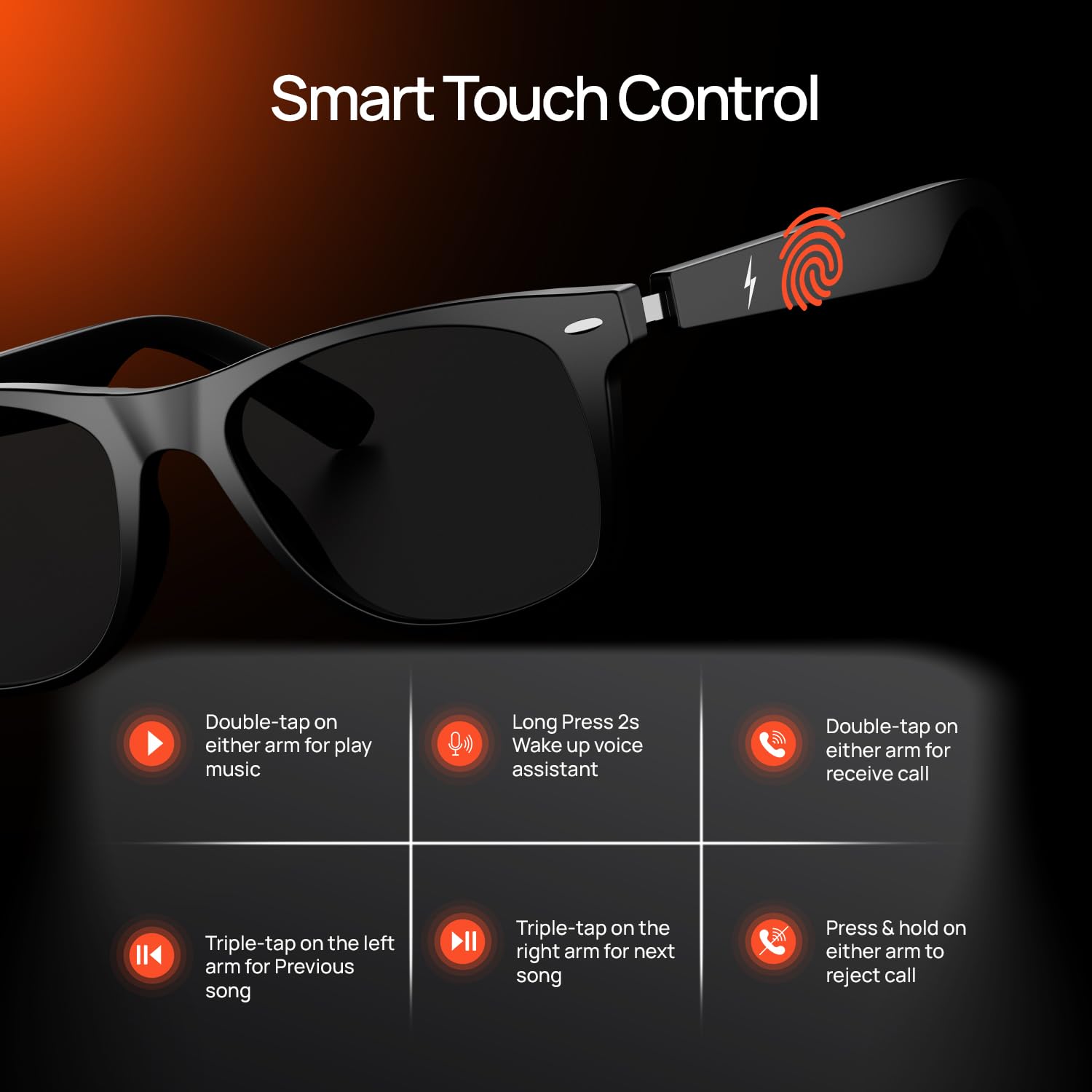 Fire-Boltt Fire-Lens Dune Smart Glasses, Bluetooth Calling & Open-Ear Bluetooth Sunglasses with HD Sound & Smart Audio Touch Controls Voice Assistant (Siri/Alexa/), Fast Charging for Men & Women — Amazon image 17