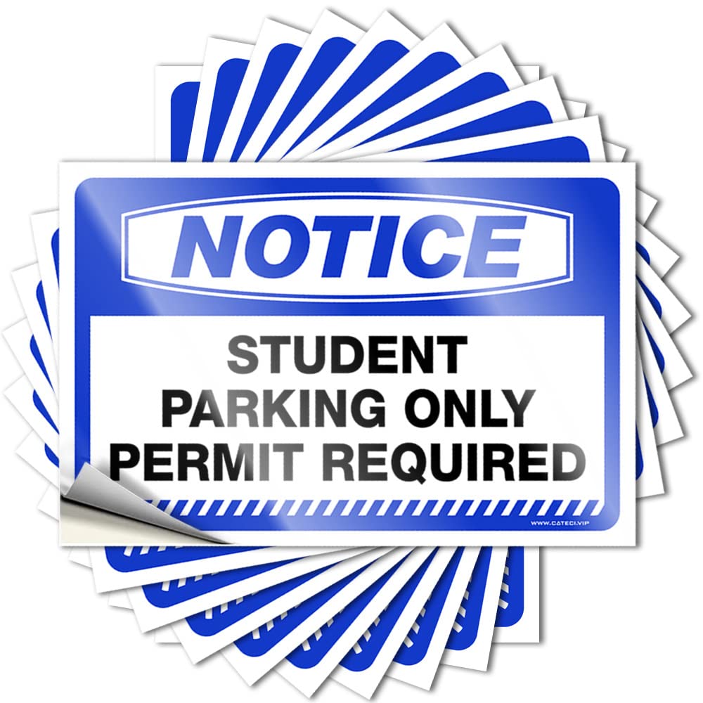 Waterproof Tattoo Durable Window | Notice Student Parking Only Permit Required Autumn Self Adhesive Sticker for Tiki DIY(6X9CM)