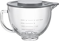 Vista 1 de Kitchenaid - Cuenco para batidoras de pie de 4.5 cuartos y 5 cuartos de galón, cuenco de vidrio con tapa y marcas de medición
