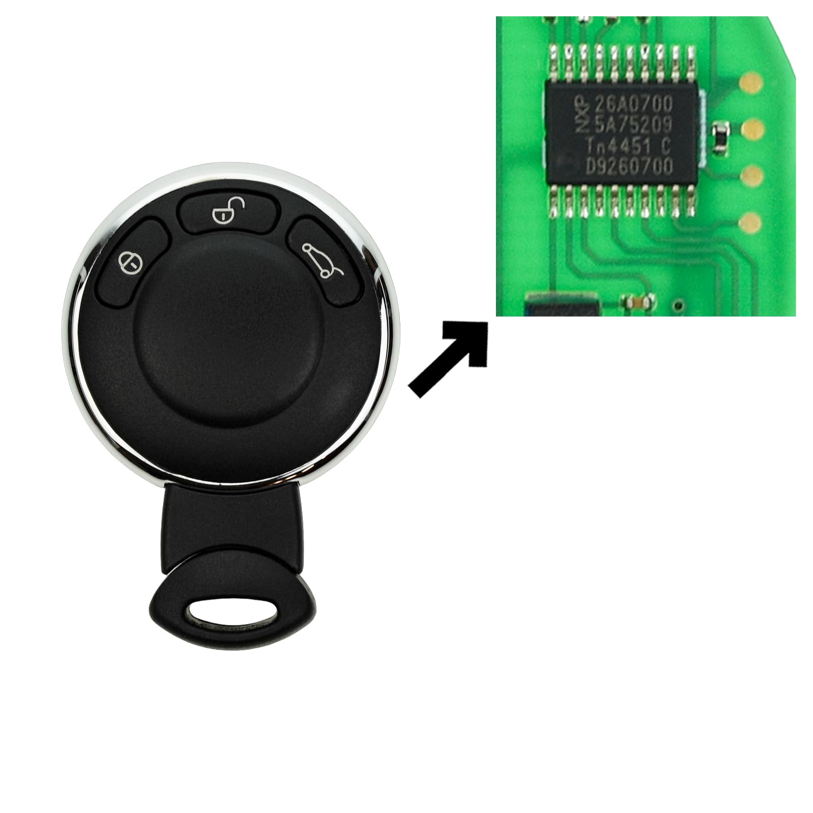 Smartkey 434MHz Transponder ID46 PCF7945 Rohling HU92 R 3 Tasten kompatibel MINI R57 R55 R60 R58 R56 R61