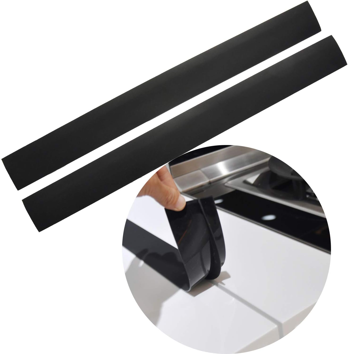 Stove Counter Gap Cover, 2 Pack Kitchen Silicone Oven Gap Filler – 25 Inches Countertop Strips Gap Guard, Easy to Clean (Black)