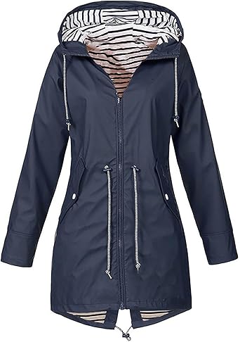 OIOLOYJM Yellow Rain Jacket Womens Waterproof with Hood Light Weight Jackets for Women Casual Fall Winter Plus Size Raincoat