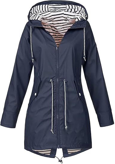 OIOLOYJM Yellow Rain Jacket Womens Waterproof with Hood Light Weight Jackets for Women Casual Fall Winter Plus Size Raincoat