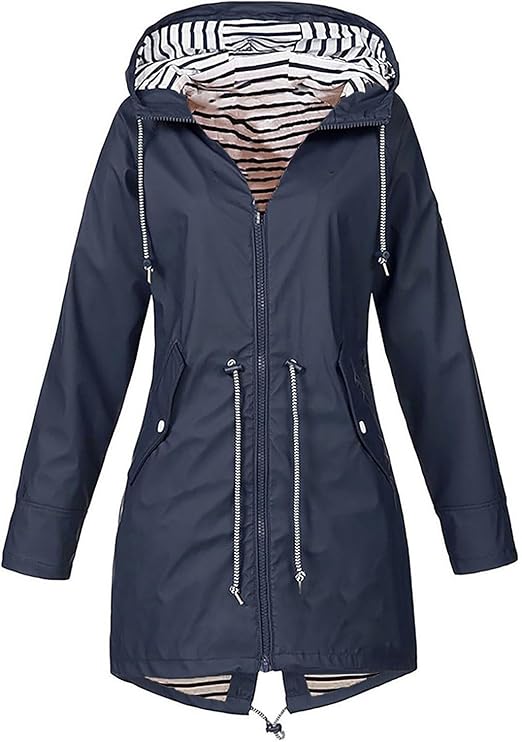 OIOLOYJM Yellow Rain Jacket Womens Waterproof with Hood Light Weight Jackets for Women Casual Fall Winter Plus Size Raincoat