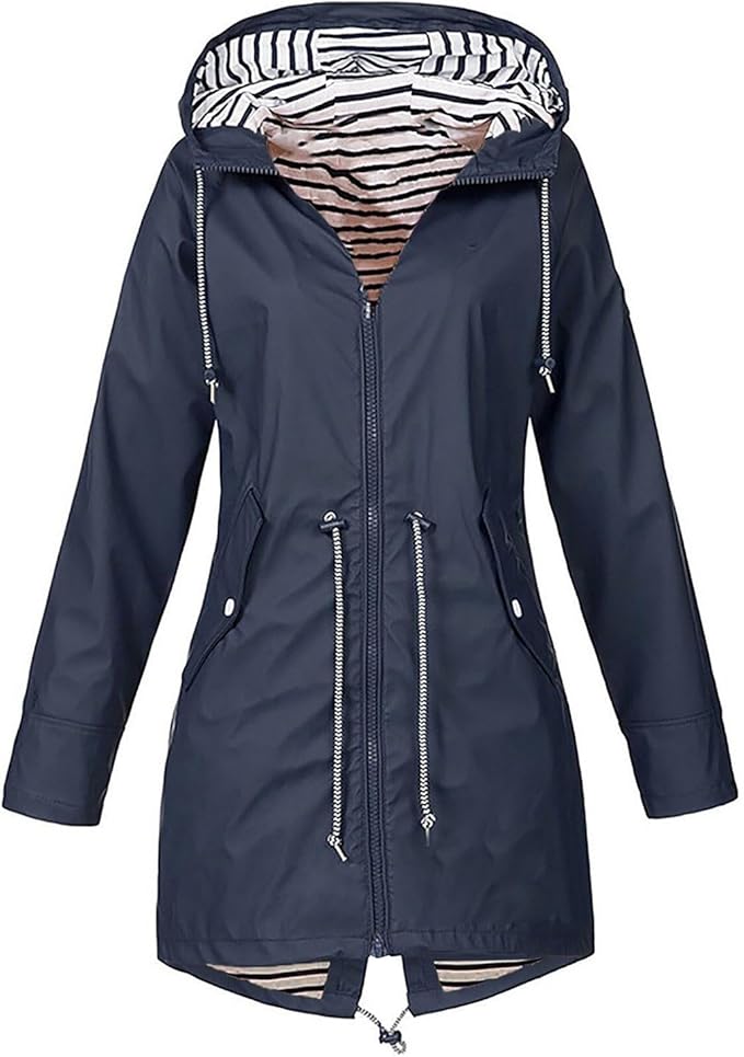 OIOLOYJM Yellow Rain Jacket Womens Waterproof with Hood Light Weight Jackets for Women Casual Fall Winter Plus Size Raincoat