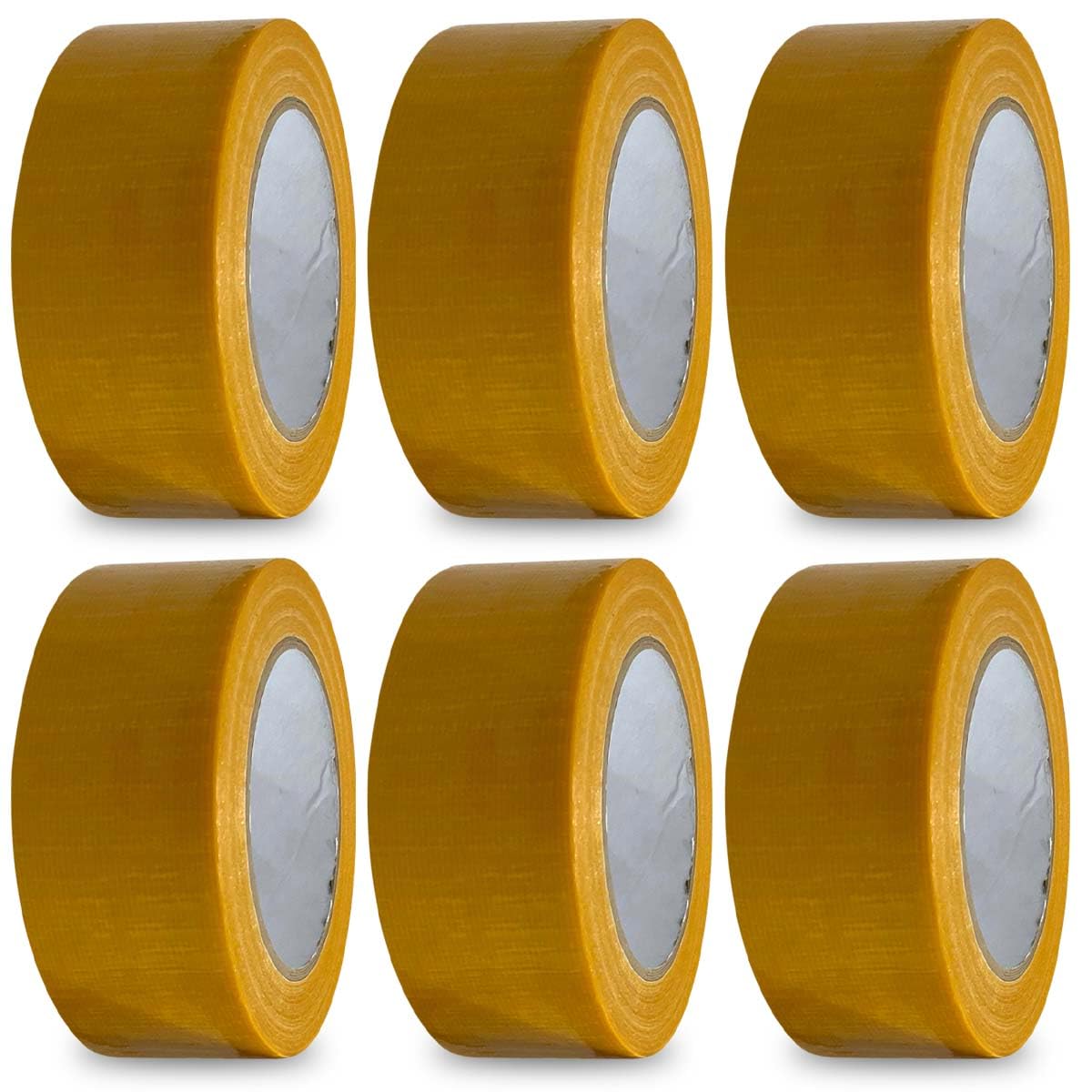 G4GOODS® 6 Rolls of Yellow Duct Tape 50mm x 50m - Heavy Duty Gaffer Tape Waterproof Anti-Tear Strong Adhesive Gaffa Tape for Sealing Repairing Packing Moving Gaffer's Tape for Home Office Use