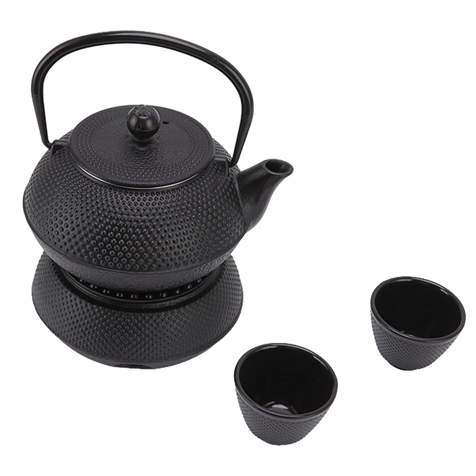 Yosoo Health Gear Zestaw Czajników żeliwnych Żeliwny Czajniczek 800 Ml z Sitkiem Do Filiżanek Podgrzewacz Maty Japoński Czajnik Do Herbaty Parzenia Herbaty Sypkiej Liściasty Użytku Domowego
