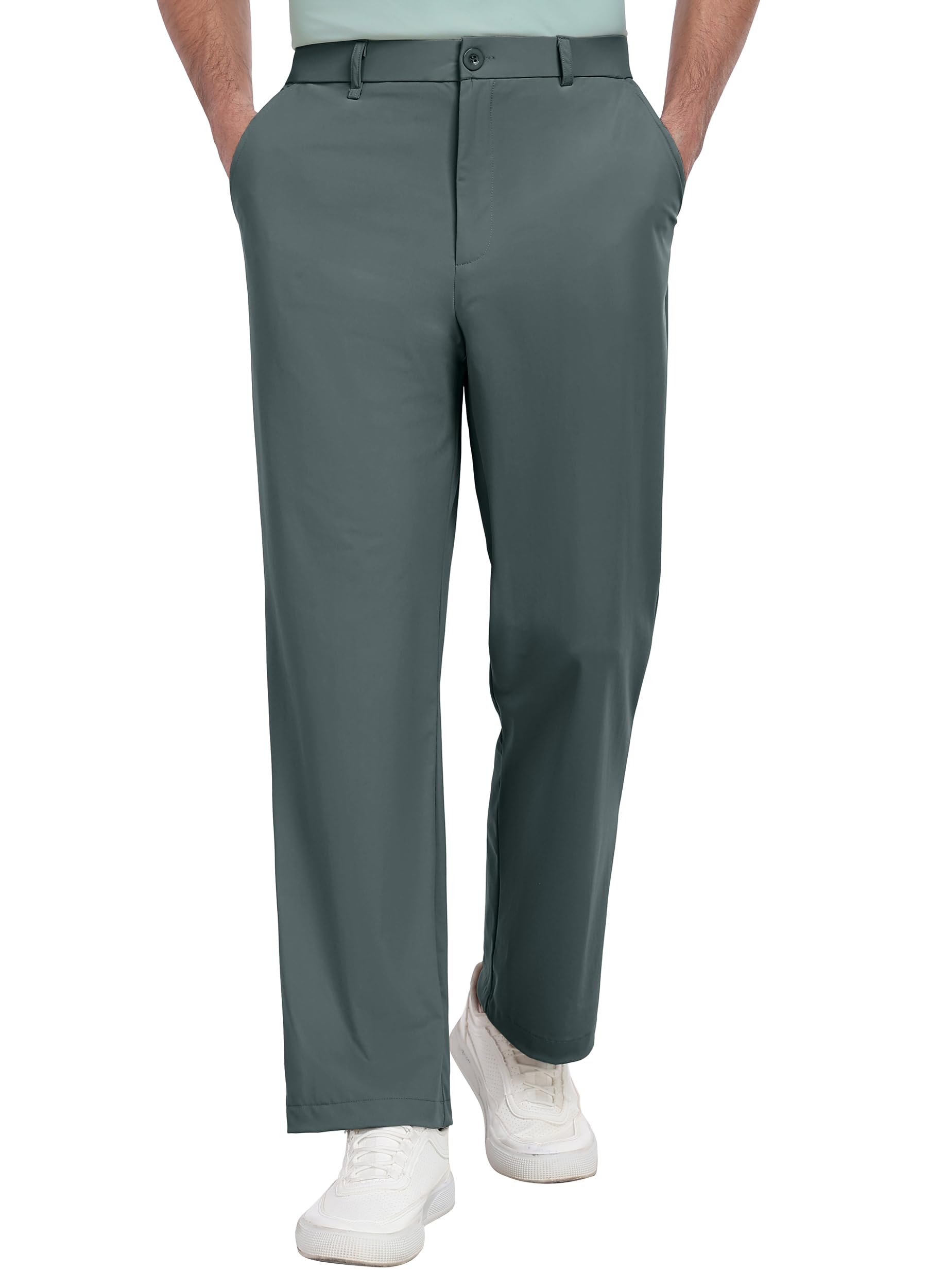 PEGENO Mens Golf Pants with 4 Pockets Stretch Lightweight Quick Dry Breathable Slacks Casual Work Dress Pants for