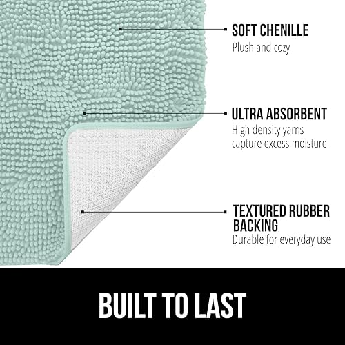 Miniatura 3 de Gorilla Grip - Tapete de baño afelpado, absorbente, peludo, de felpilla, para base de inodoro ovalada, reverso de goma, suave, de microfibra,
