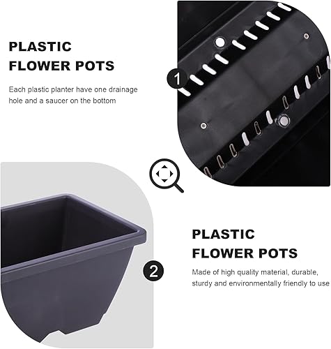 Miniatura 8 de ERINGOGO Maceta rectangular de jardín con bandeja de drenaje, maceta de plástico de 19.68 pulgadas para uso en interiores y exteriores, balcón,