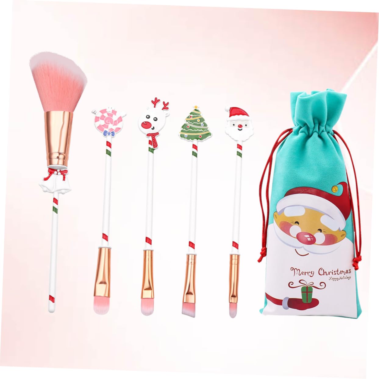 ABOOFAN 18 Stk Weihnachtsbürsten Weihnachtliches Rouge Concealer Pinsel Bürste Für Weihnachtsgrundierung Erröten Mineralische Bürste Lippe Reisen Weiß Werkzeug Weihnachten