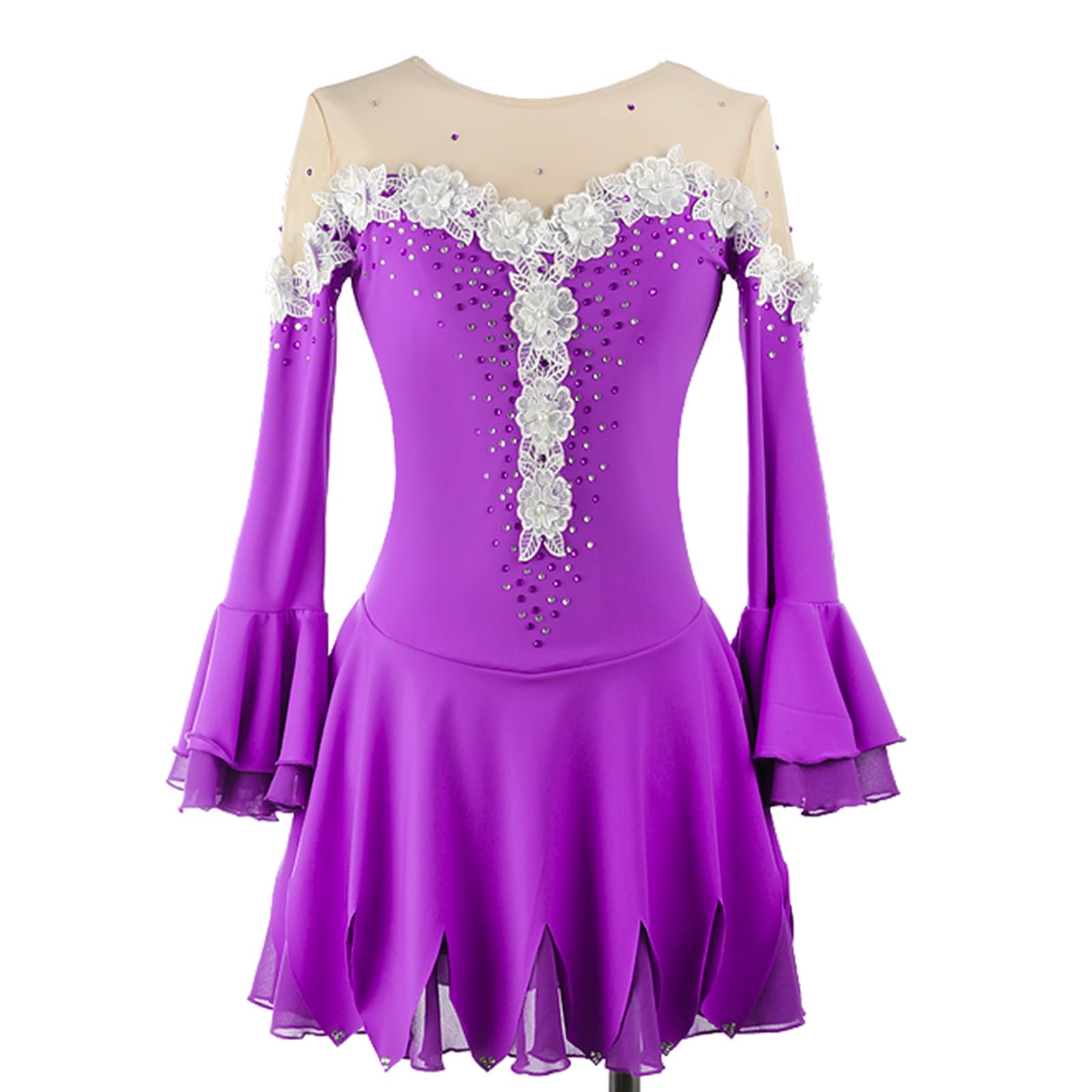 Sukienka Do Jazdy Figurowej Dla Kobiet, Oddychająca, Elastyczna, Z Długim Rękawem, Diamond Fashion Performance Competition