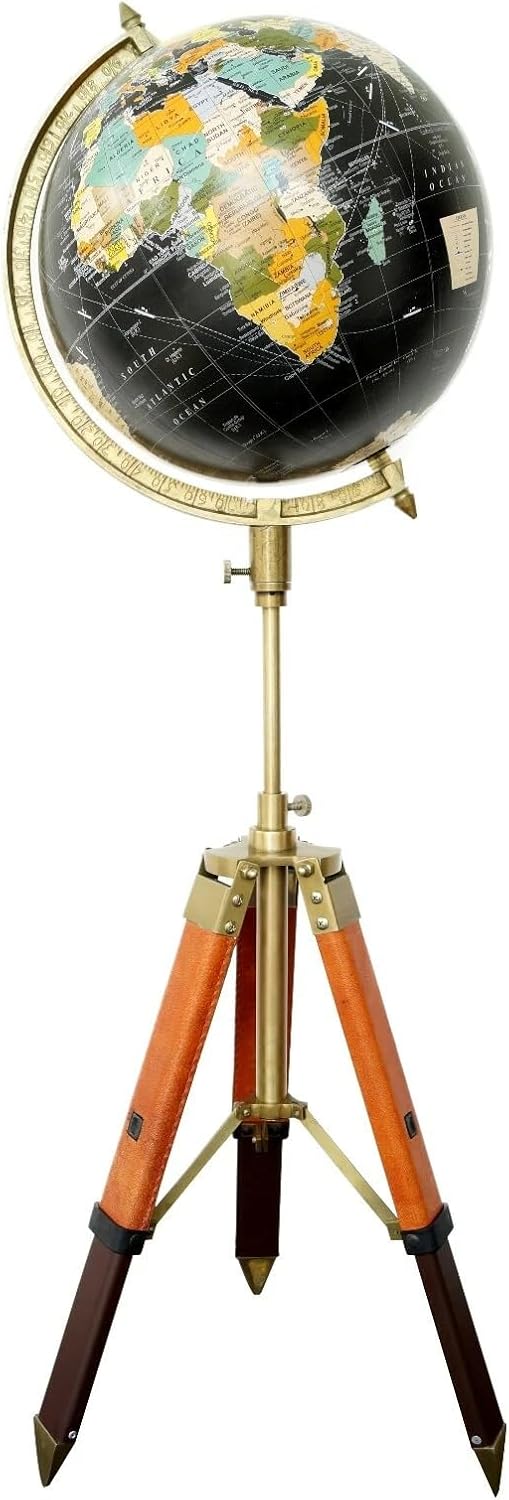 Decorative World Globe for Adults – 12” Spinning Globe with Height Adjustable Tripod Stand for Home & Office Décor