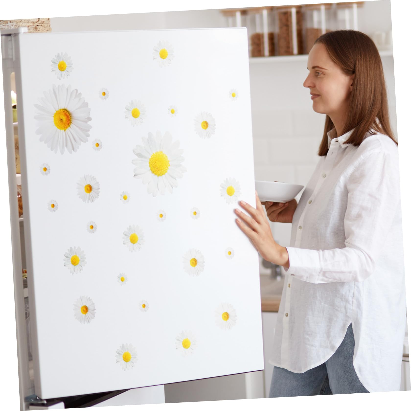 NUOBESTY Adesivi Murali Margherita Decalcomanie Murali Floreali Rimovibili Fai da Te Fiori Margherita Decorazione Artistica da Parete per Bambini Decalcomanie Autoadesive da Soggiorno per
