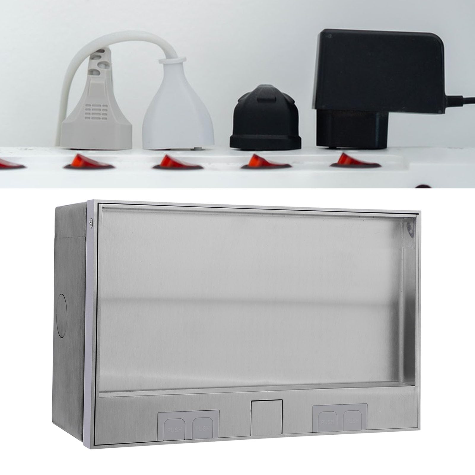 Scatola di Derivazione da Incasso a Pavimento in Stile Marmo con 2 Prese e 2 Porte USB per Ufficio Scolastico, Materiale Acciaio Inossidabile/PC