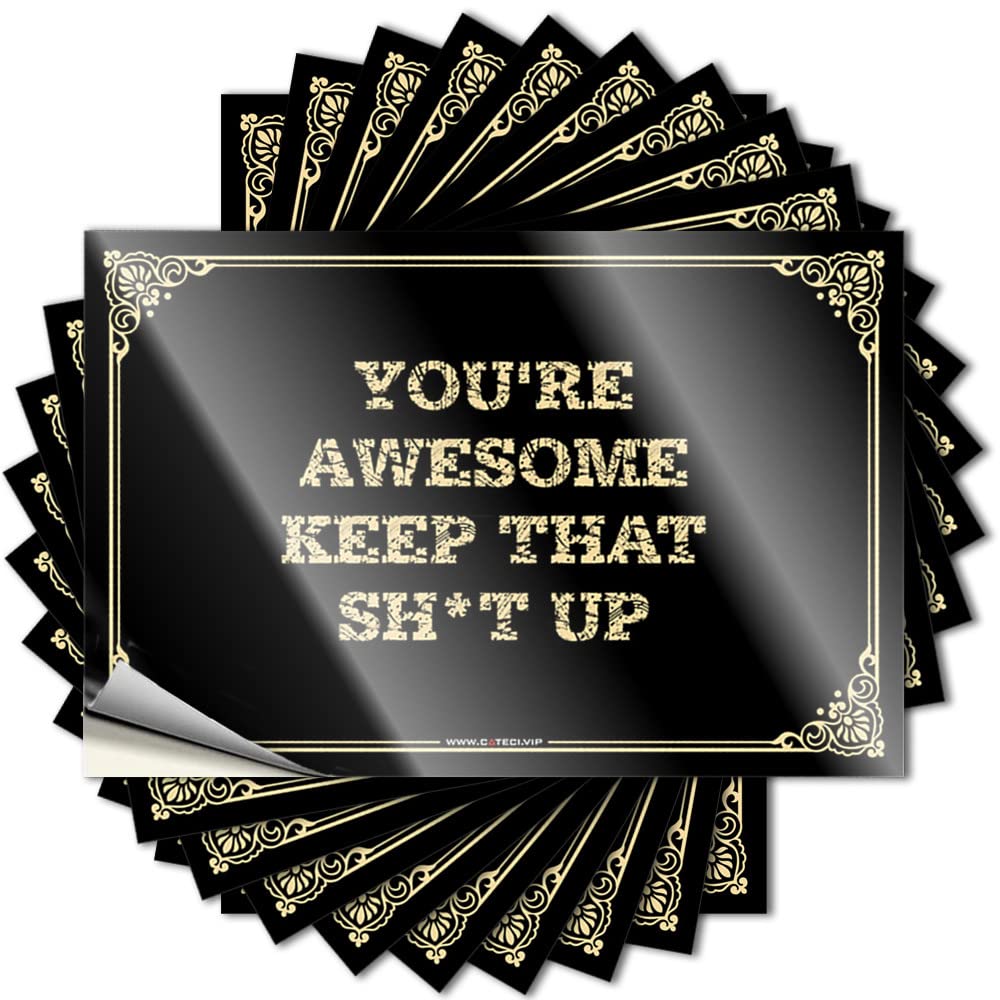 The Room Decorations Bottle Tattoos - You're Awesome Keep that Sh*t Up Inspirational Durable Sticker Easy Apply for Coffee Decor(6X9CM)