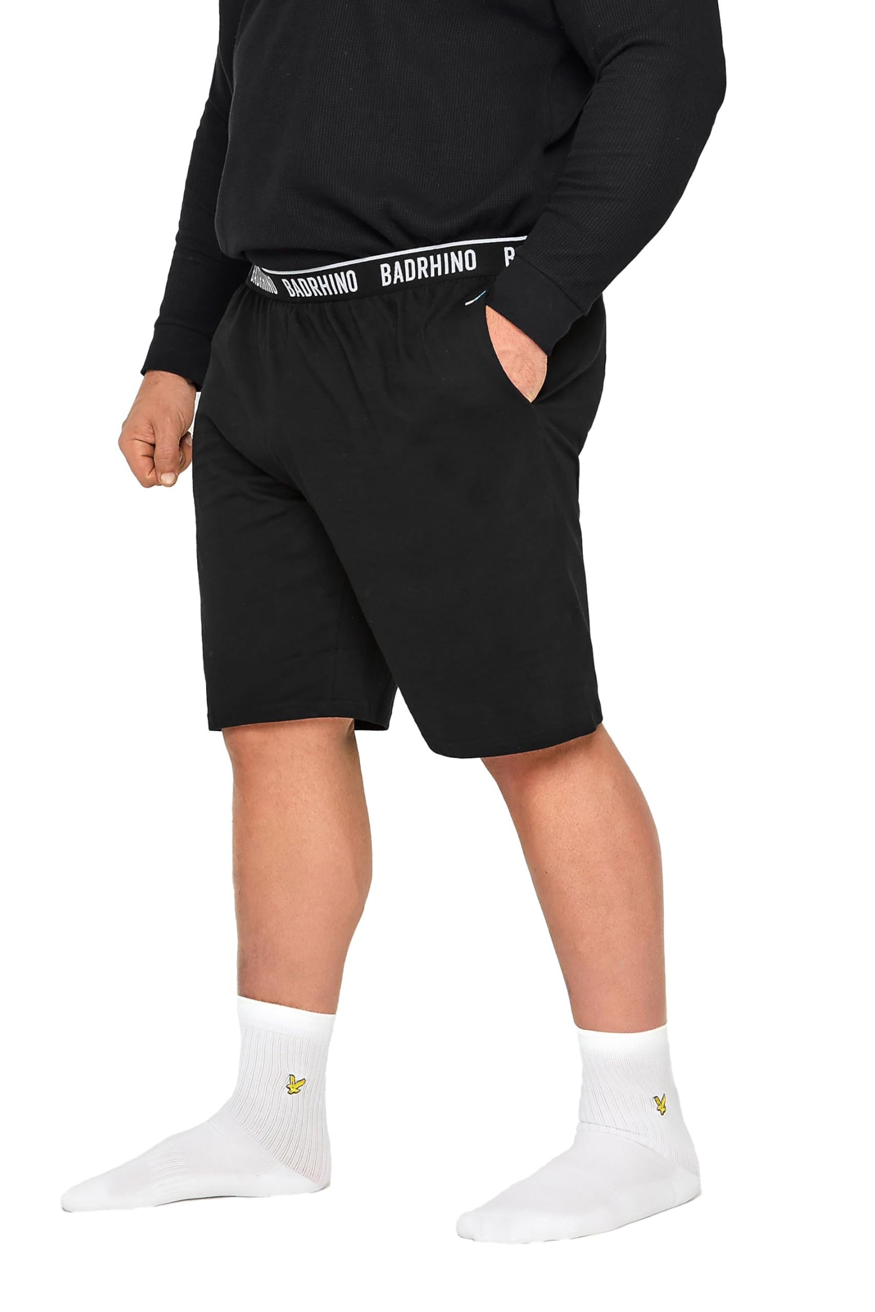 Badrhino Men's Black Big & Tall Lounge Shorts - Plus Curve 5XL-6Xl Plus