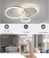 LXJCSM 36W Szabályozható LED Mennyezeti Lámpa - 65cm 3-Gyűrűs Modern Világítás, Távirányítóval, 3000K-6000K Állítható Színhőmérséklet, Nappa 3