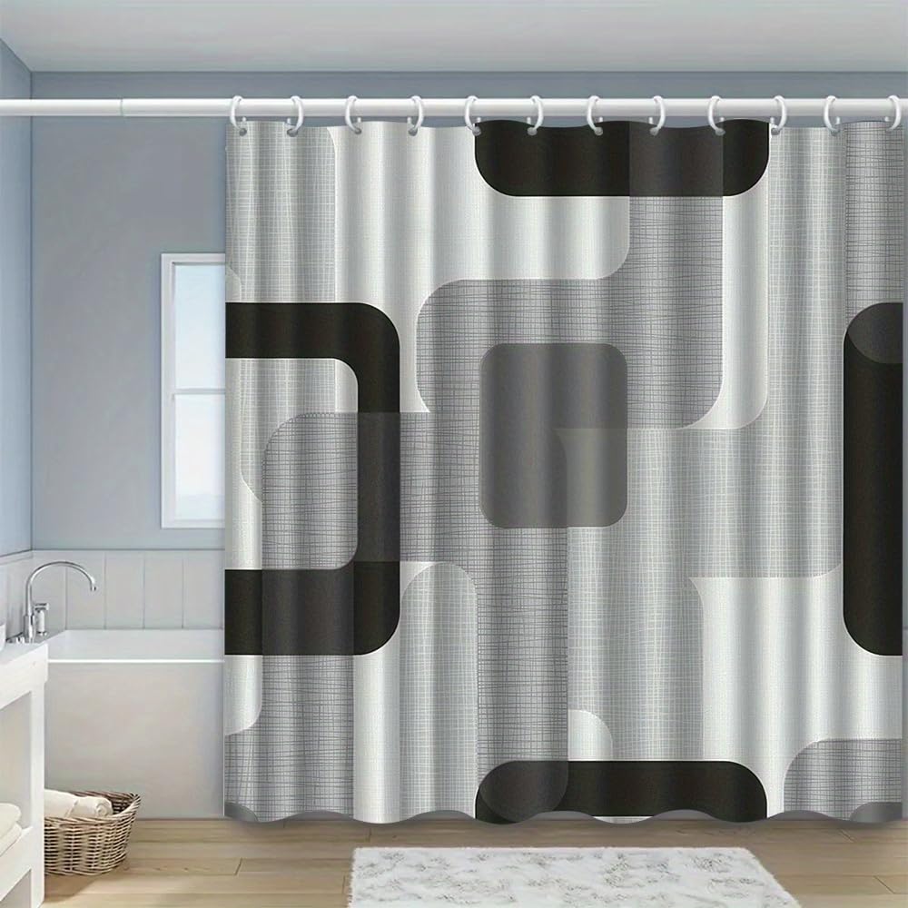 Rideau de douche géométrique pour une décoration de baignoire moderne et propre