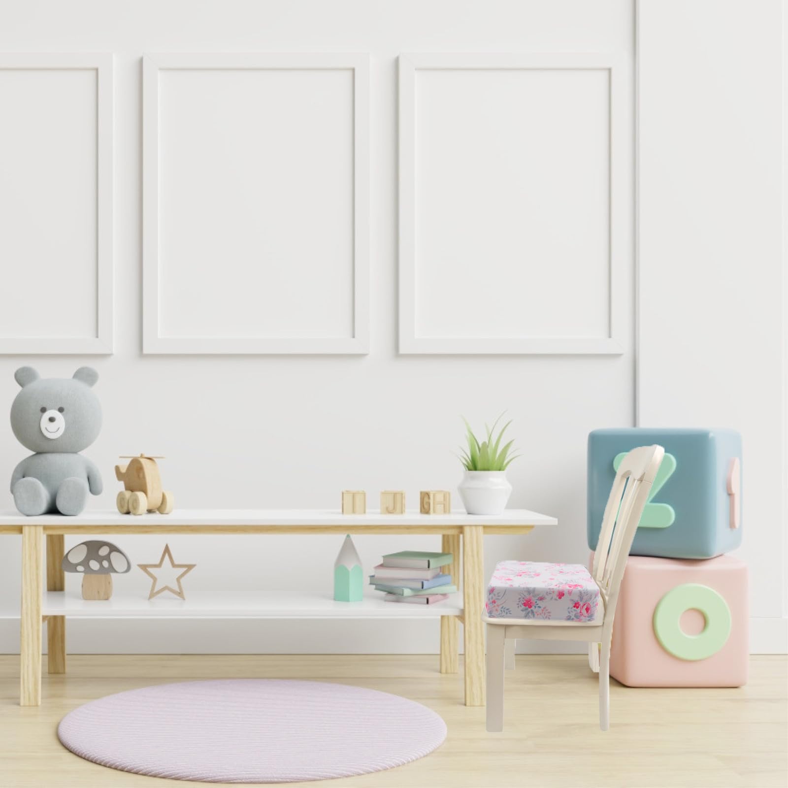 Cojín Elevador para Silla de Comedor Infantil Aumento de Altura y Funda de Poliéster Lavable Restaurantes y Dibujo