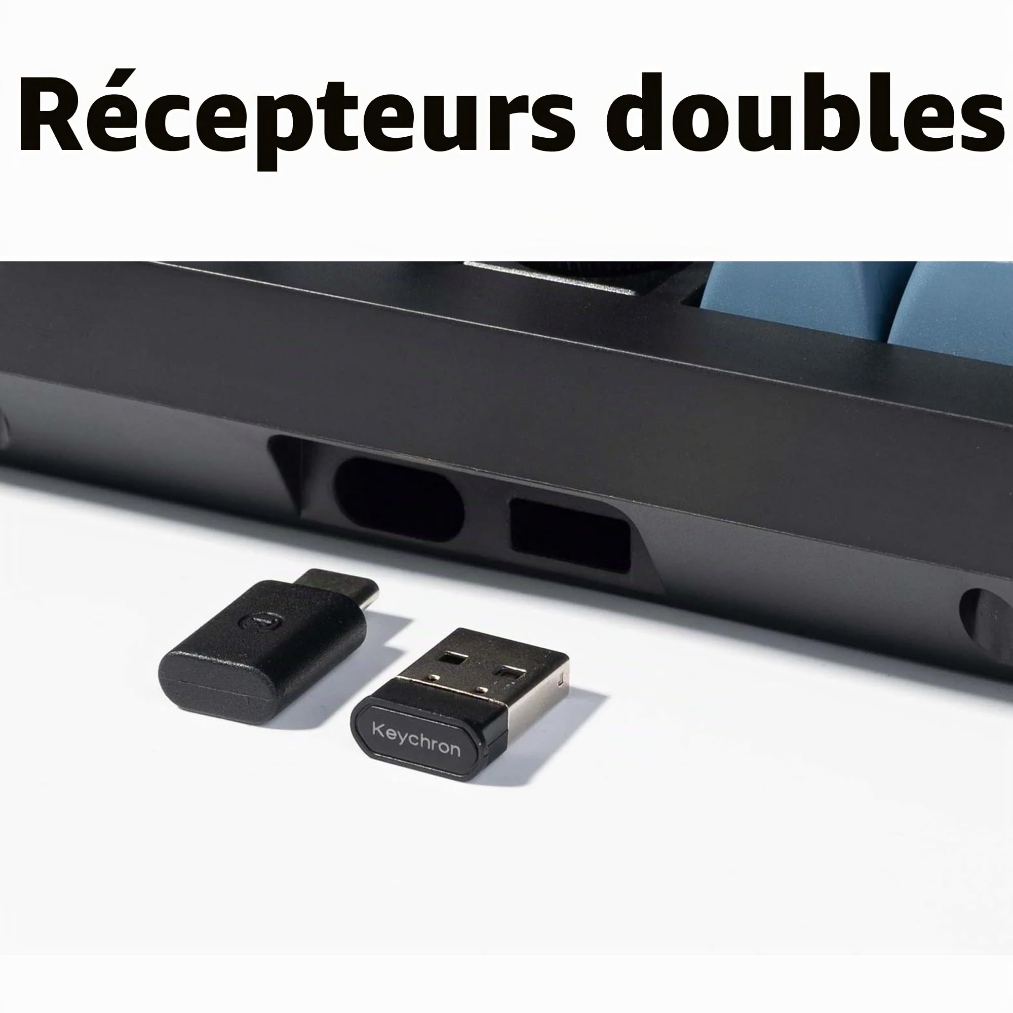 Keychron V6 Max Clavier Mécanique sans Fil Personnalisé, 2.4G Hz Bluetooth Cable Connection QMK/Via Programmable, Lumière RVB Hot-Swap Gateron Jupiter Marron Switch pour Mac/Windows/Linux FR Layout