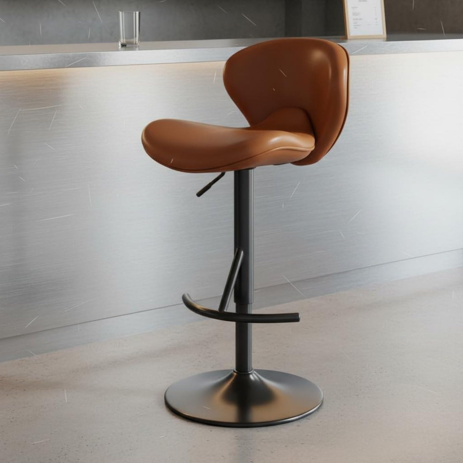 predolo Taburete Mostrador con Respaldo, Color to 10, Base Grande De 41.5CM con Patas Galvanizadas