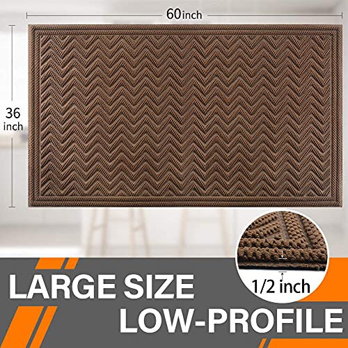 Mibao Welcome Mats Outdoor - Entryway Rug - Door Mats Outdoor, Outdoor Rubber Mats, Doormat Outdoor Indoor Entrance, Large Front Door Mat, Skid Resistant Durable, 36" X 60", Coffee #TOP2