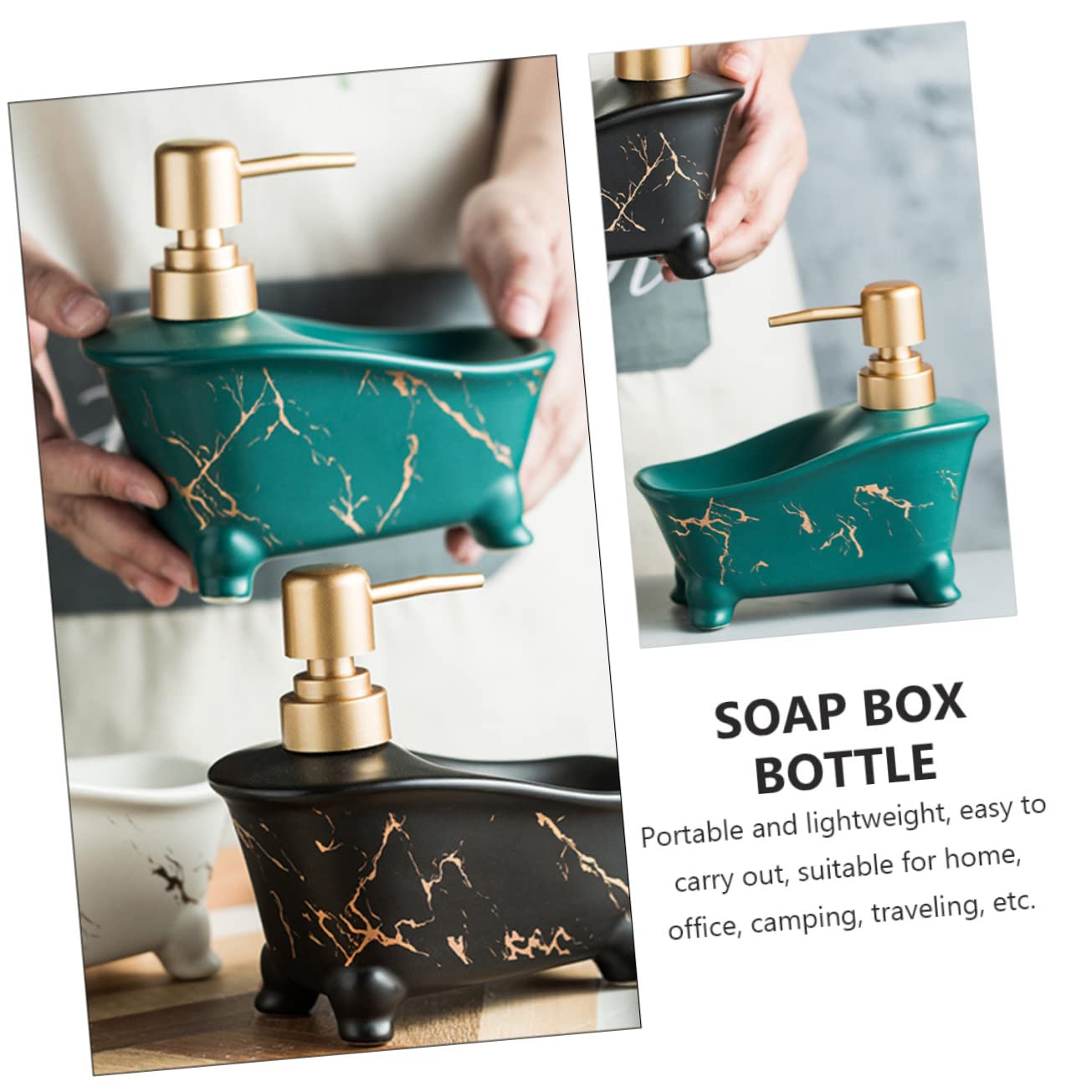 STOBAZA 1 Stück Ceramic Shampoo Dispenser für Badezimmer Eleganter Pumpspender Grün für Duschgel Lotion und Flüssigseife Wiederverwendbar und Nachfüllbar Einfacher Zugang zum Nachfüllen