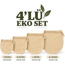 HALM 4 l  Eko Set Pamuk S zme Torbas    Badem ve Yulaf S t , S zme Yao urt, Lor ve Kese Peyniri Yap m   in S zge  S-M-L-XL
