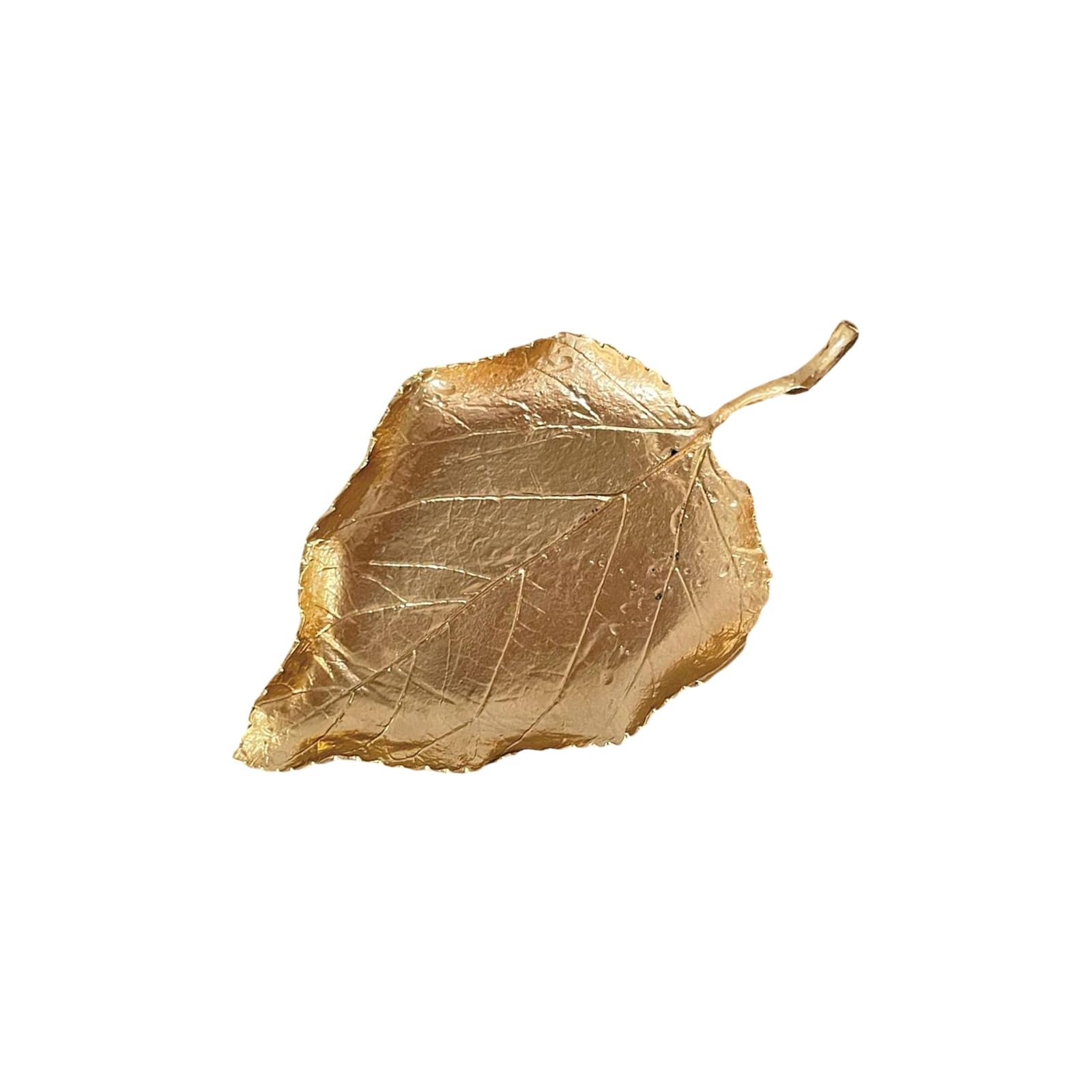 ZBIianxer Artistic Handcrafted Golden Leaves Tray Ideal for Jewelry Display and Home Decoration Metal Construction Plate Jewelry Stand