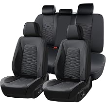 FLORICH Leather Seat Covers, Car Seat Covers Full Set, Car Seat Protector Waterproof, Front and Rear Seat Covers for Cars, Automotive Seat Covers Universal Fit for Most Cars SUV Truck - Black
