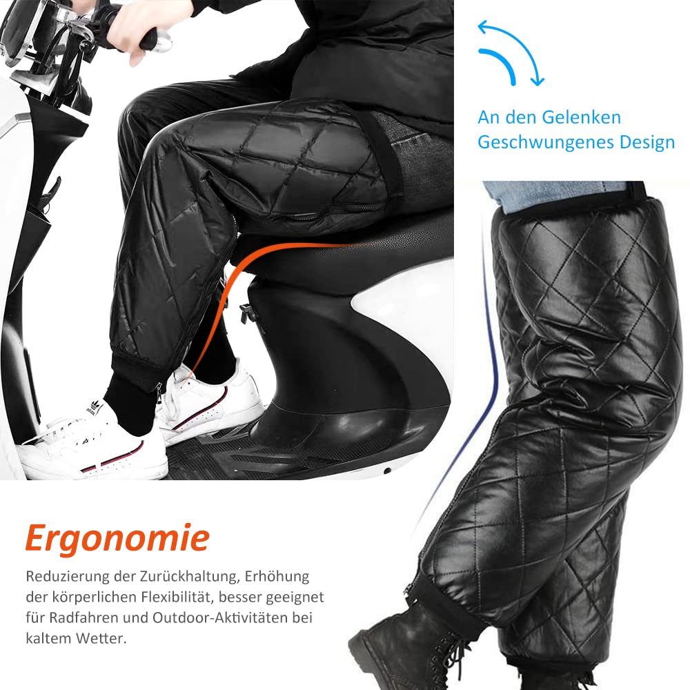Calentadores de pierna para ciclismo, para invierno, para moto, para bicicleta, resistente al agua, cortavientos, calentadores de piernas, para exteriores, para hombre y mujer, Negro , Talla