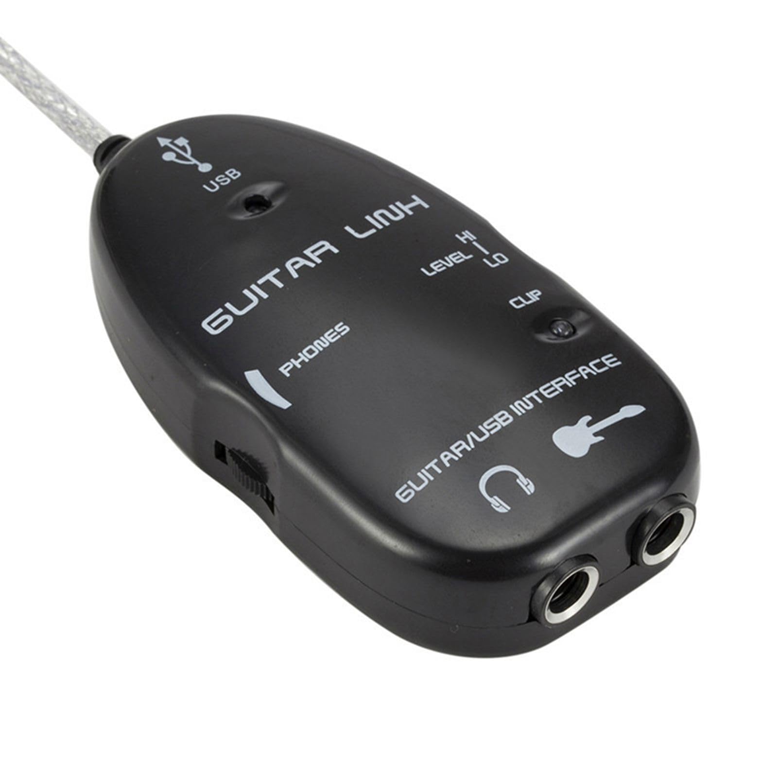 ZJchao USB Audio Interface, Guitar Interface Guitar to USB Link Cable Adapter With Audio Connector Recorder for PC Computer (Black)