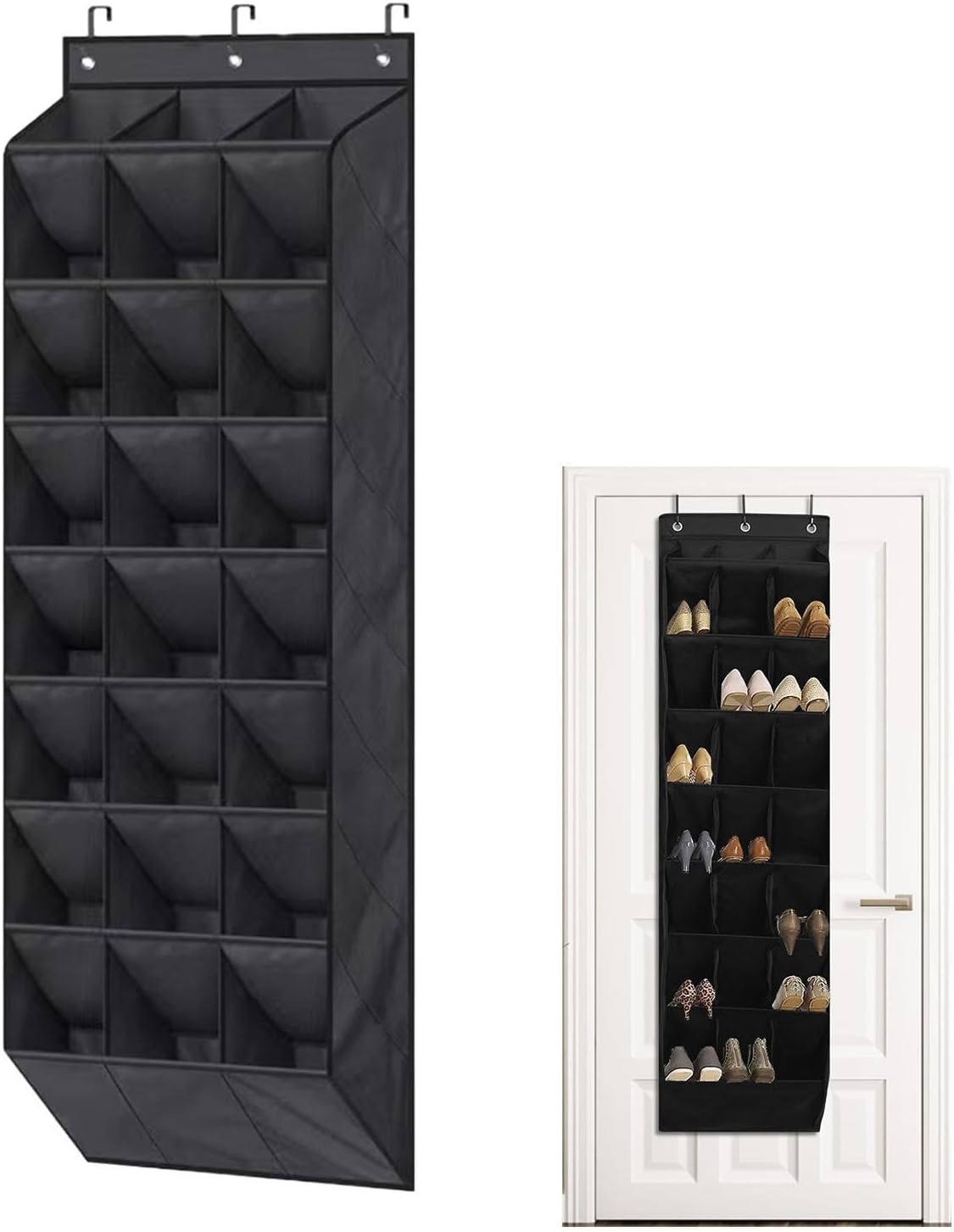 Shoe Organizers for Wall, Over Door Storage with 24 Compartment Closet Util