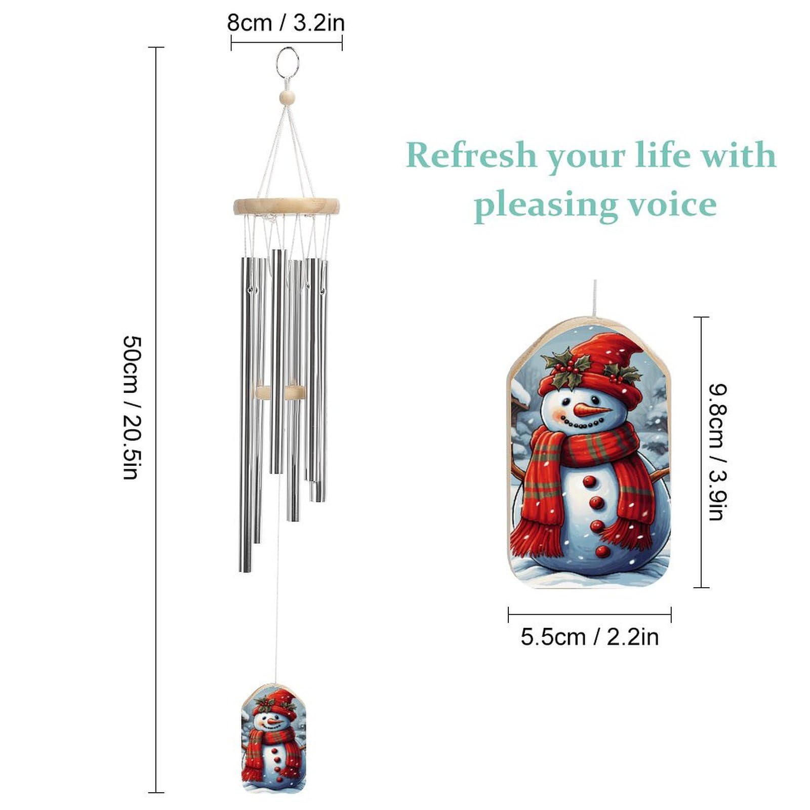 Outdoor Wind Chimes, Red Snowman Scraf Printed Wind Chimes,Simple Wind Chimes,Curtain Wind Chimes for Home Decoration