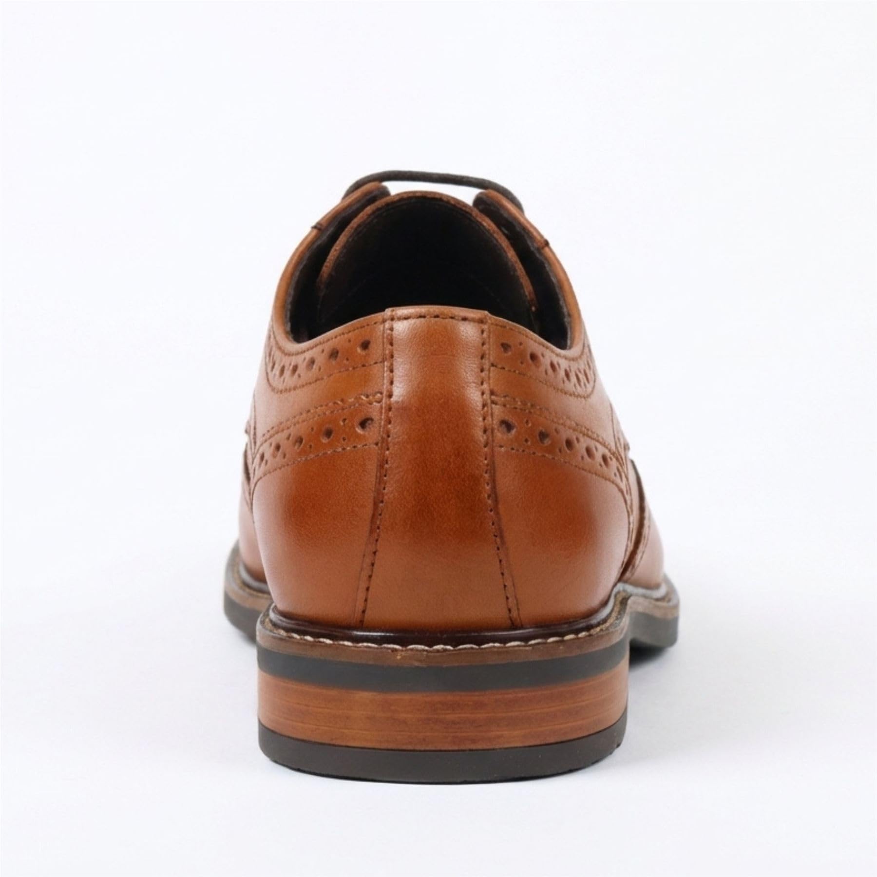 Scarpe da uomo in pelle con punta alare Brogue Classic Tan Brown Derby Lace-Up Dress Shoes