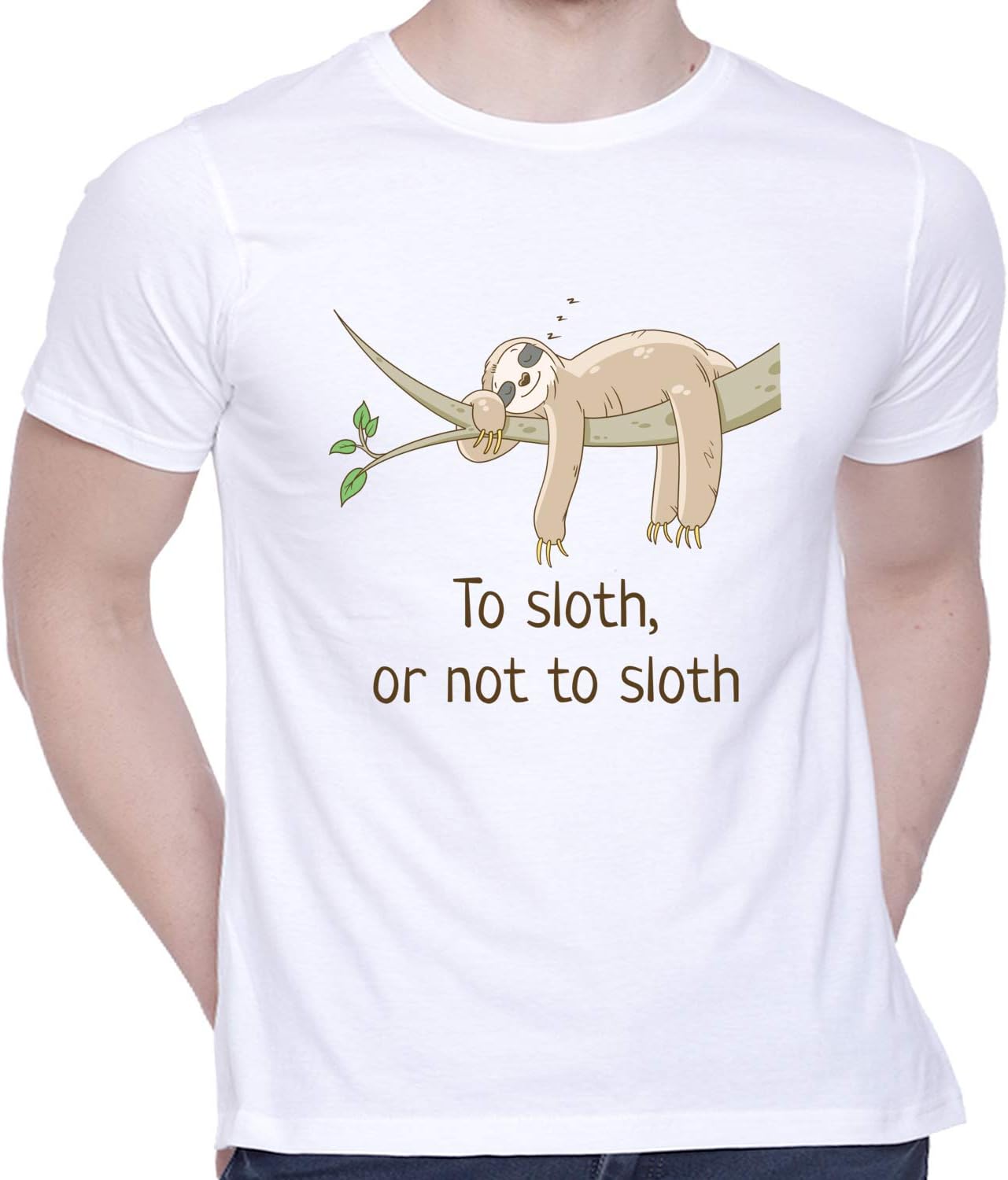 CreativiTGraphic Printed T-Shirt for Unisex Lazy Sloth Tshirt | Casual Half Sleeve Round Neck T-Shirt | 100% Cotton | D00293-3