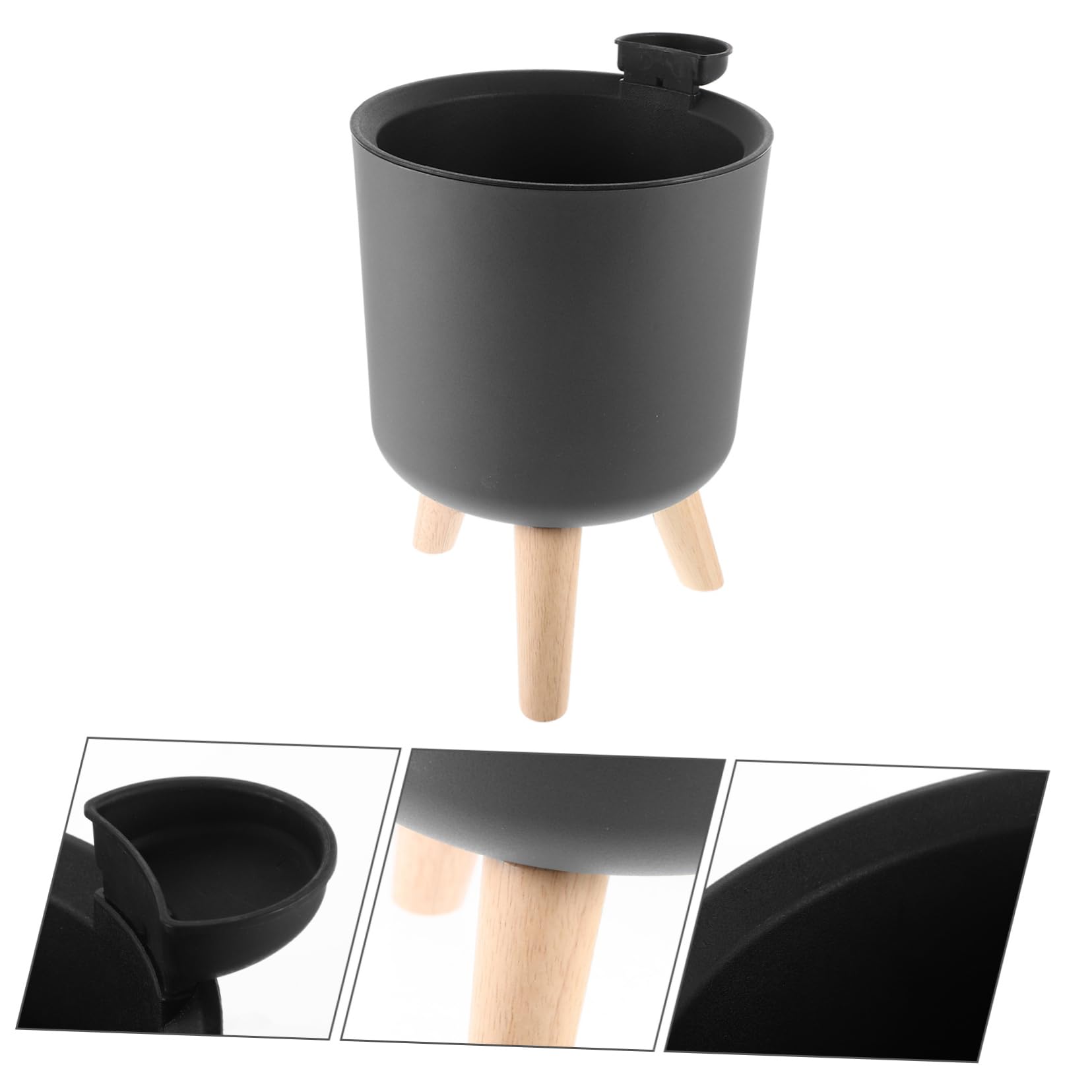 Pot De Fleurs à Arrosage Automatique Drainage pour Intérieur Et Salon, Jardinière Ronde Grise 170 Pied Et Insert, Pot Auto-irrigant pour Plantes D’intérieur