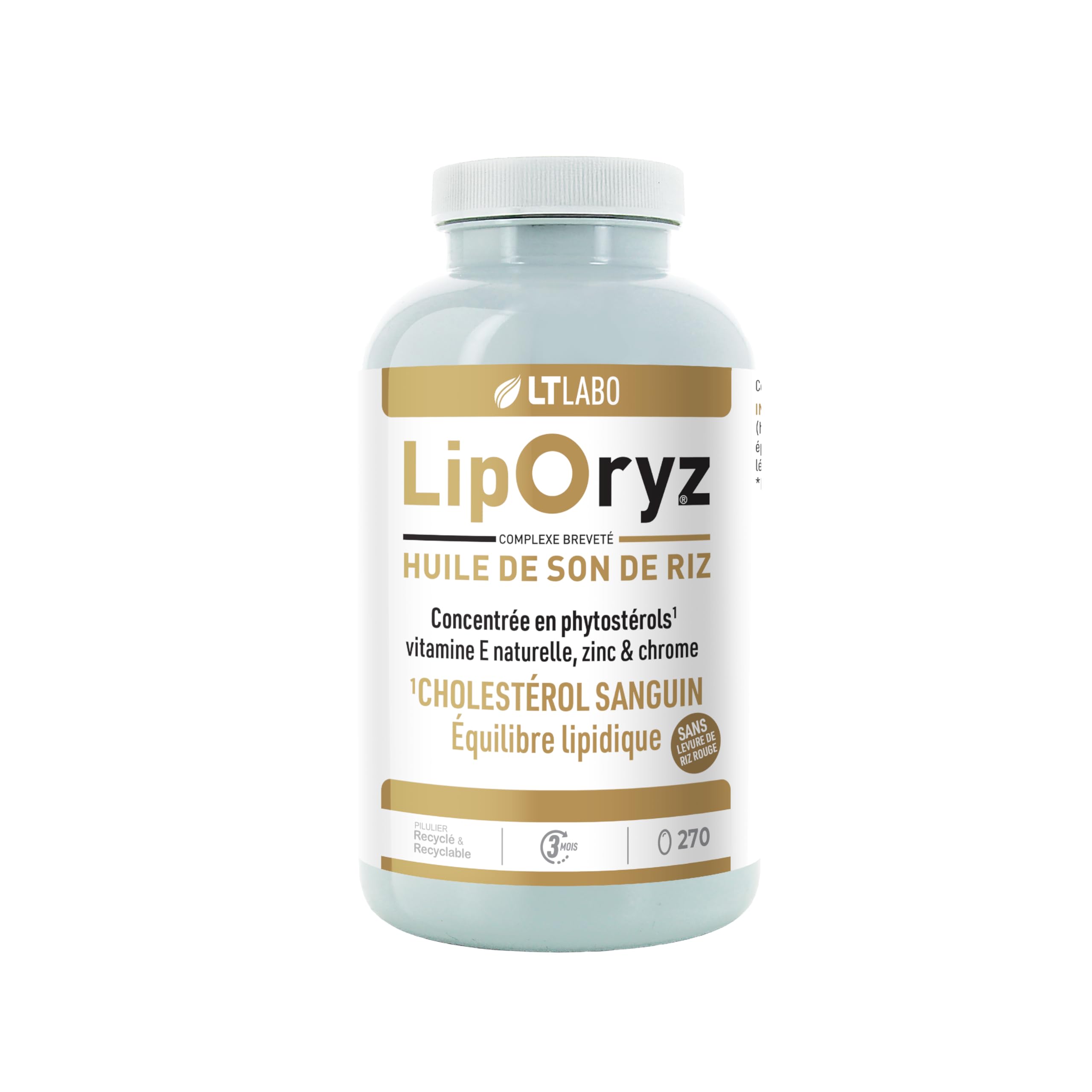 LT Laboratoire LipOryz - Huile de Son de riz - 270 Gélules - Equilibre lipidique - Fabriqué en France